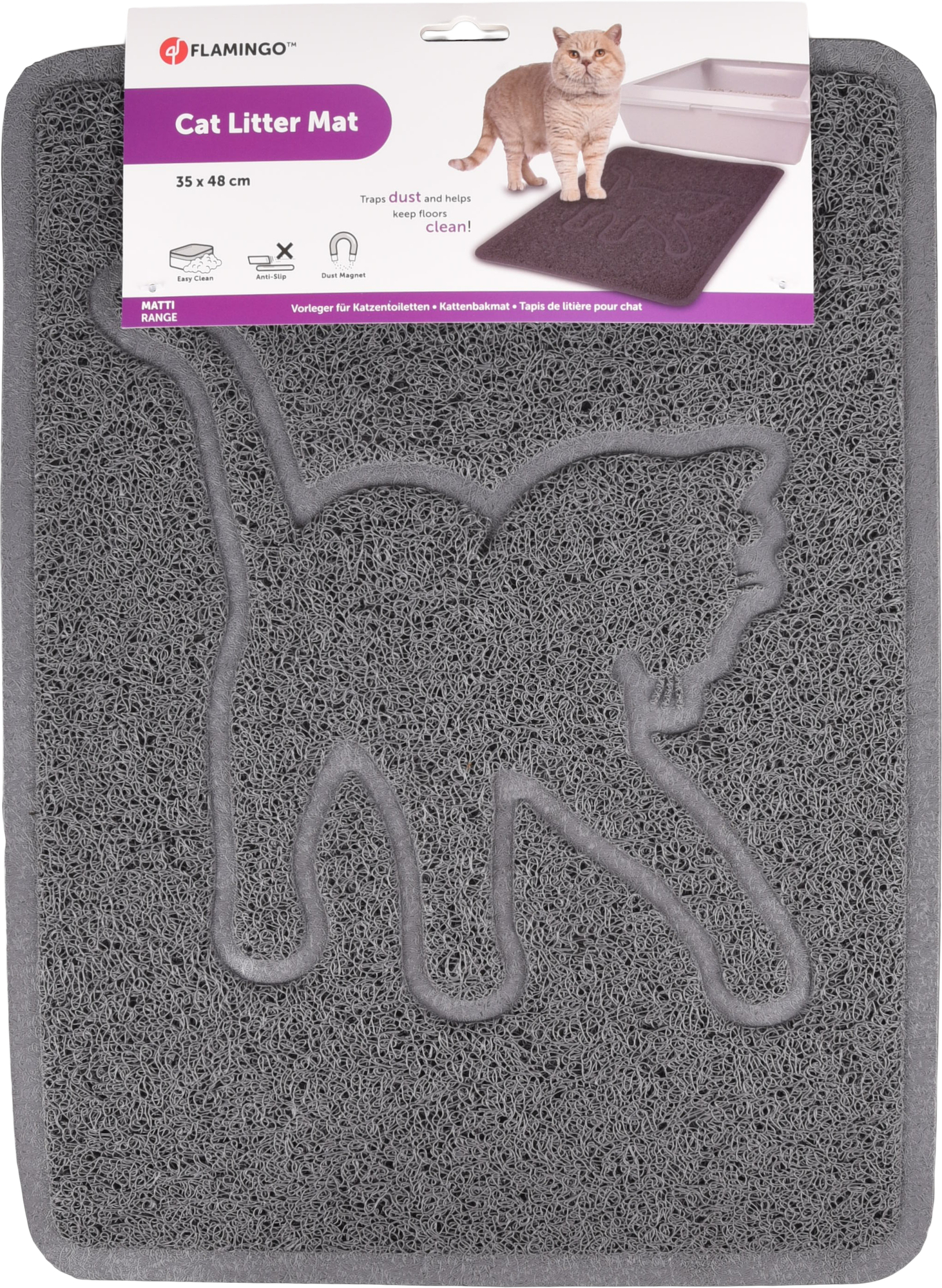 Flamingo Cat litter tray mat Rosie Matti Grey
