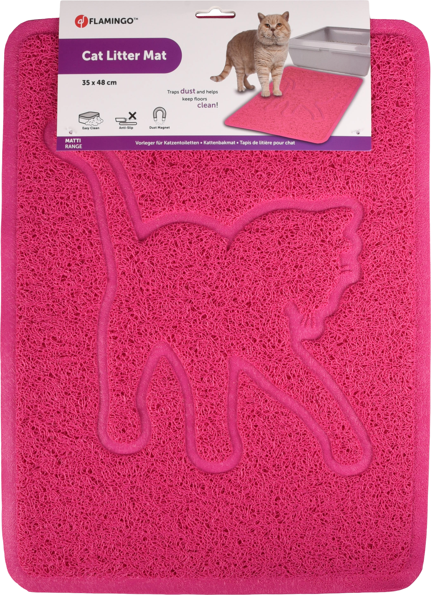 Flamingo Cat litter tray mat Rosie Matti Fuchsia