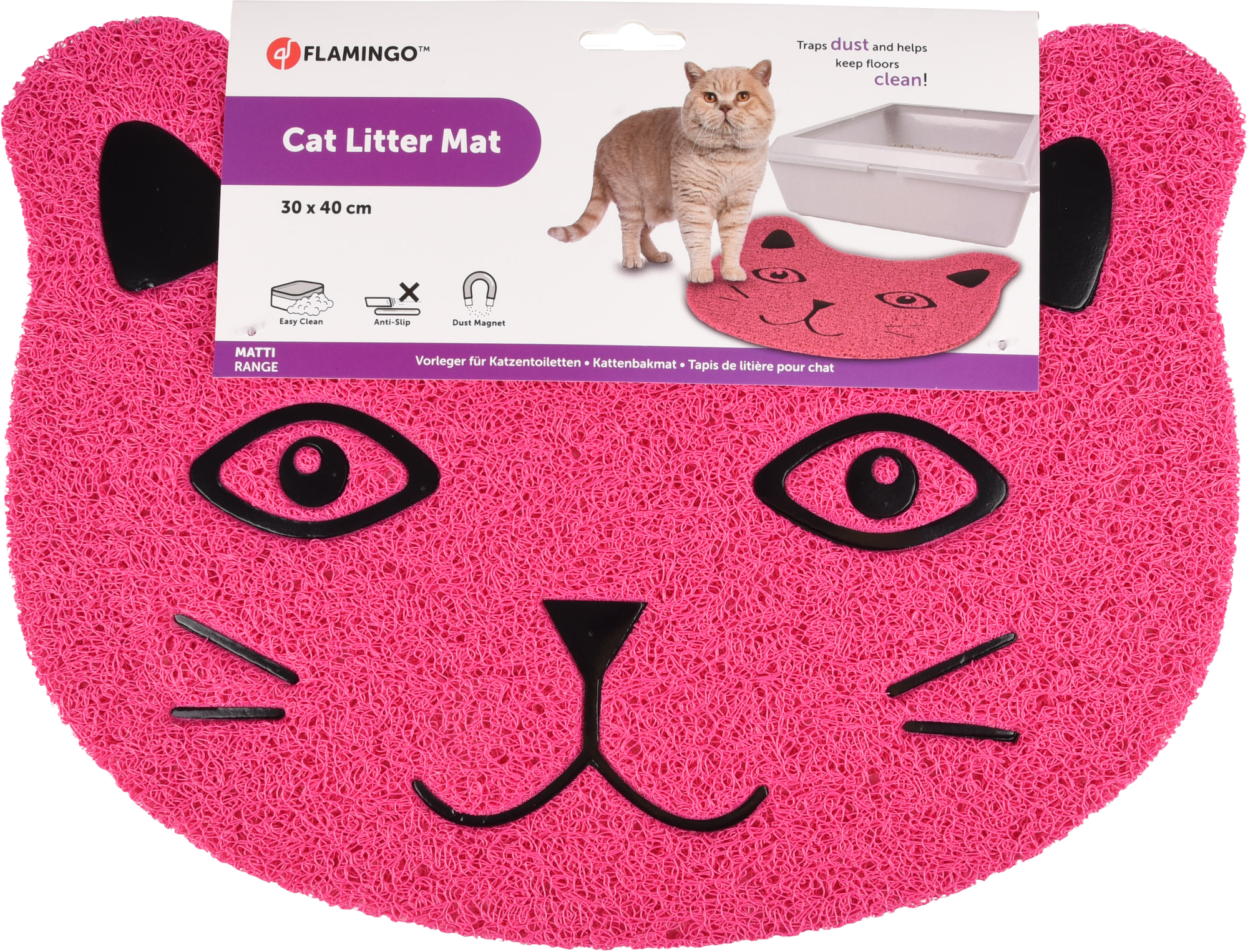 Flamingo Cat litter tray mat Pancho Matti Fuchsia