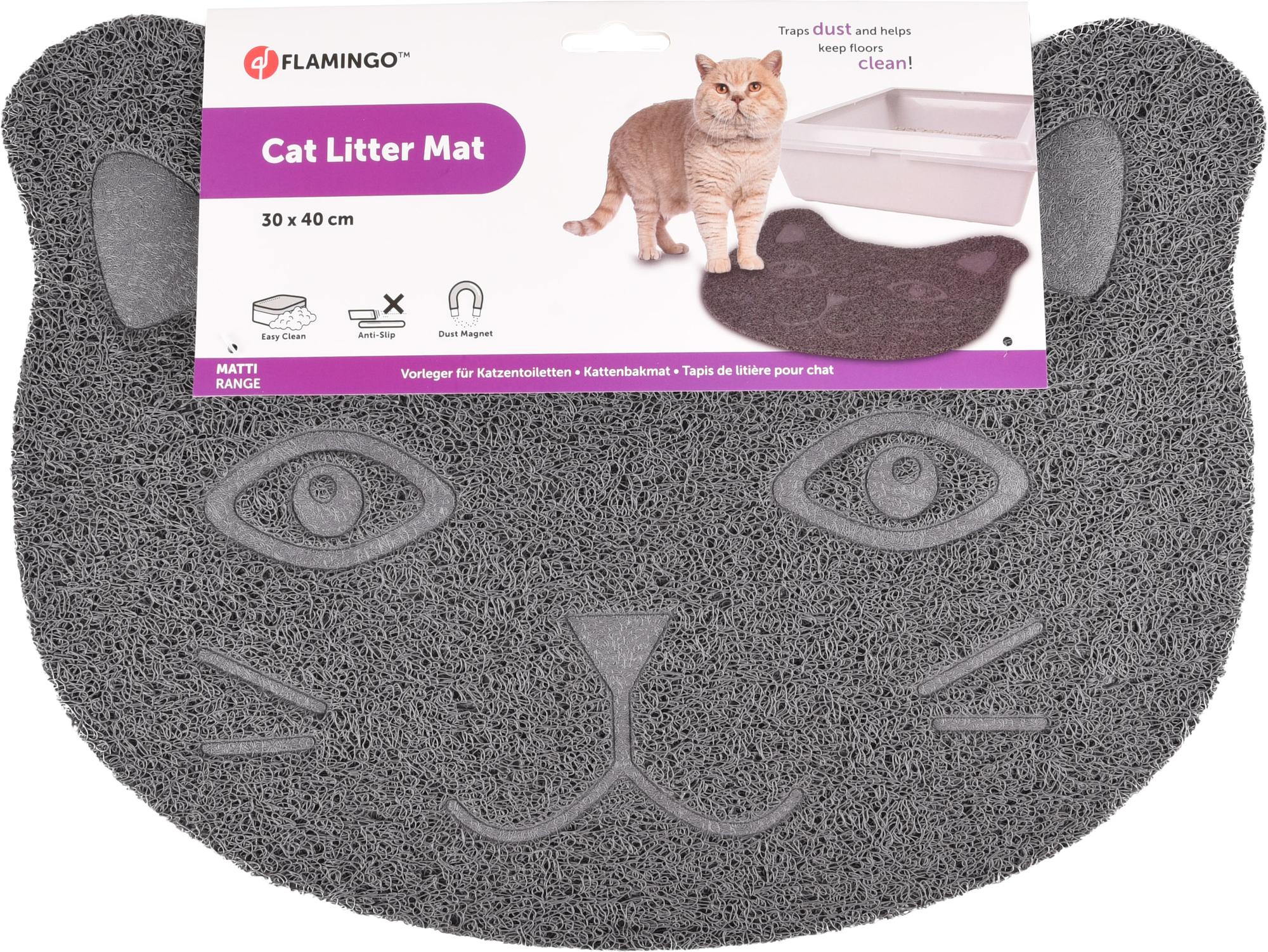 Flamingo Katzenstreu Matte Zelda Matti Grau