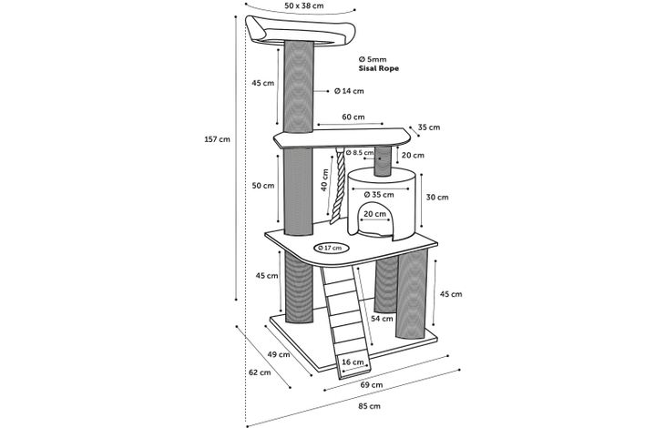 Flamingo Scratching tree  Edan Grey & Dark grey