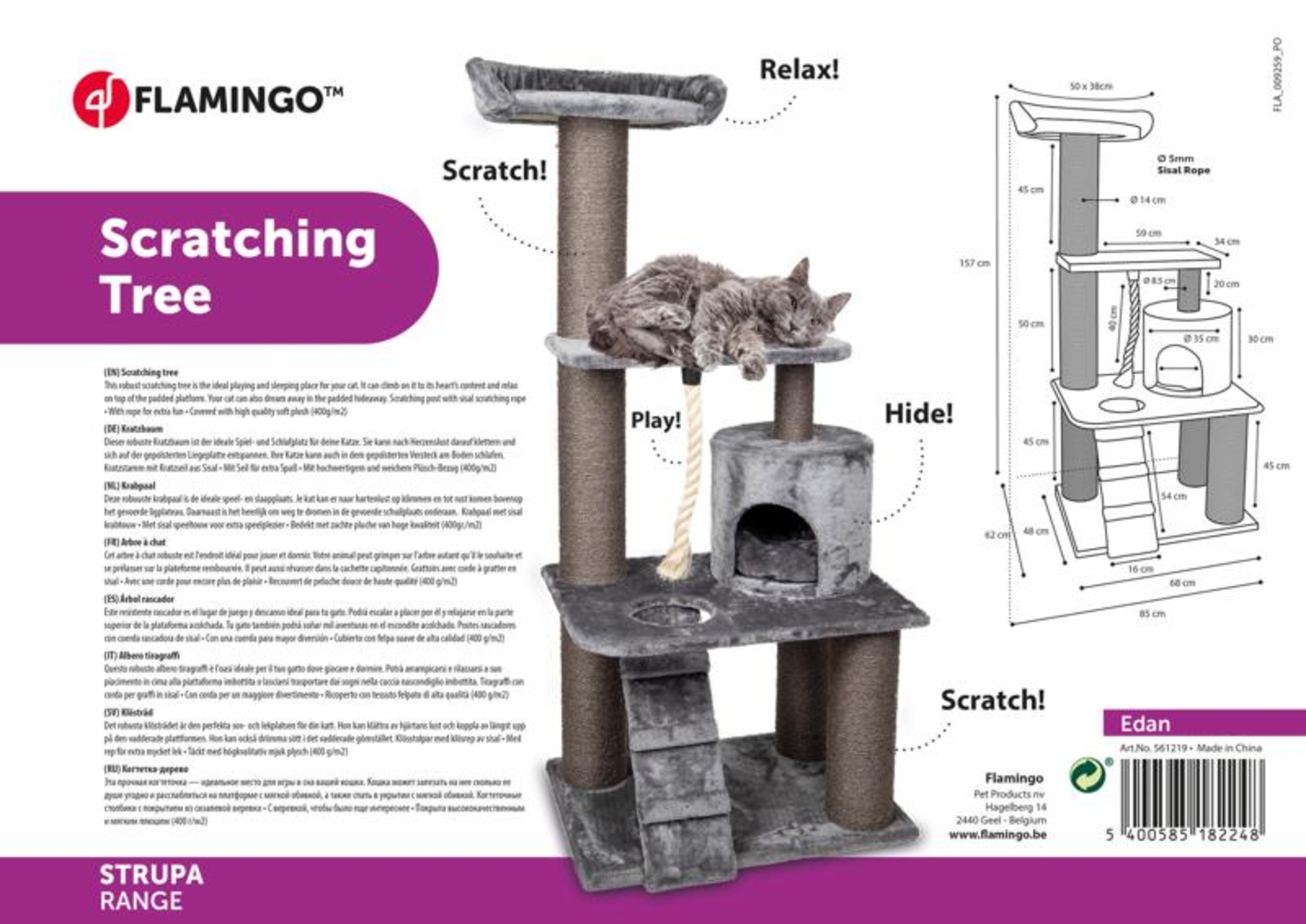 Flamingo Scratching tree  Edan Grey & Dark grey