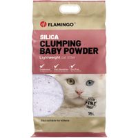 Flamingo Kattenbakvulling Silica met babypoeder Fijne korrels Klonterend
