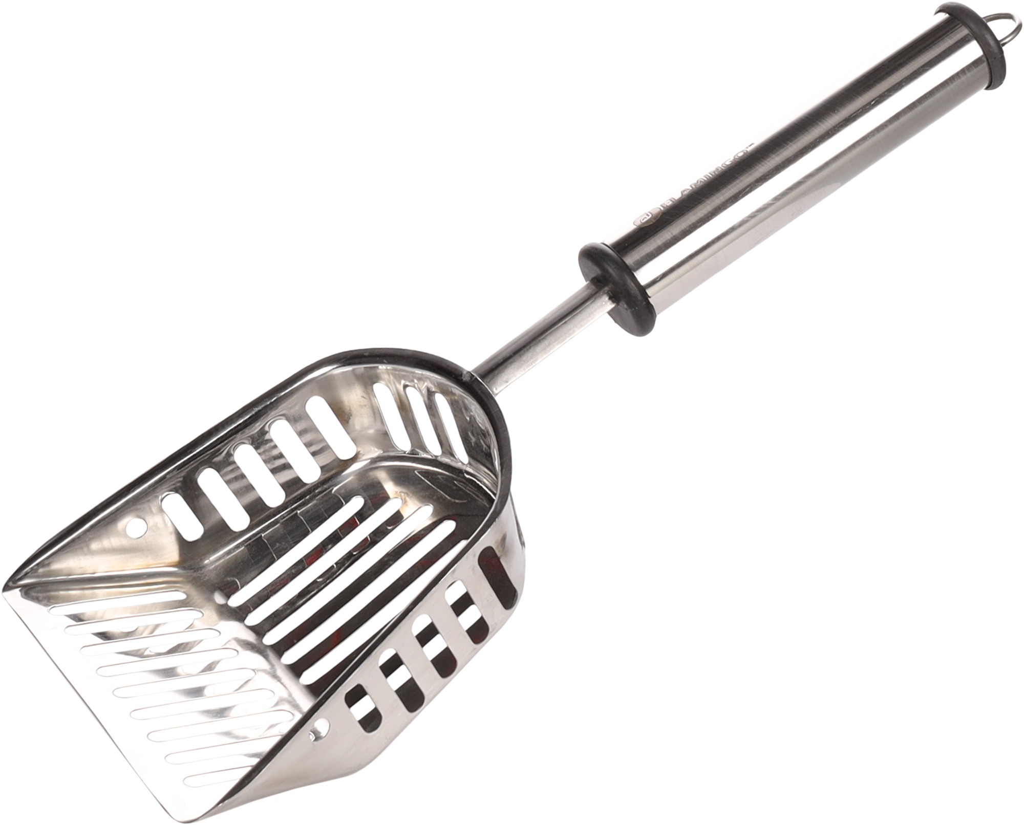 Stainless steel litter outlet scoop