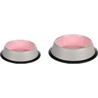 Flamingo Feeding and drinking bowl Nell Round Light grey & Pink