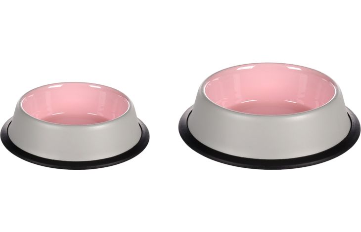 Flamingo Feeding and drinking bowl Nell Round Light grey & Pink