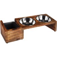Flamingo Futter- und Trinknapf Duo dinner Ständer Lela Rechteck Silber & Braun