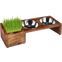 Flamingo Futter- und Trinknapf Duo dinner Ständer Lela Rechteck Silber & Braun