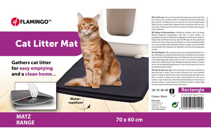 Flamingo Kattenbakmat Matz Zwart