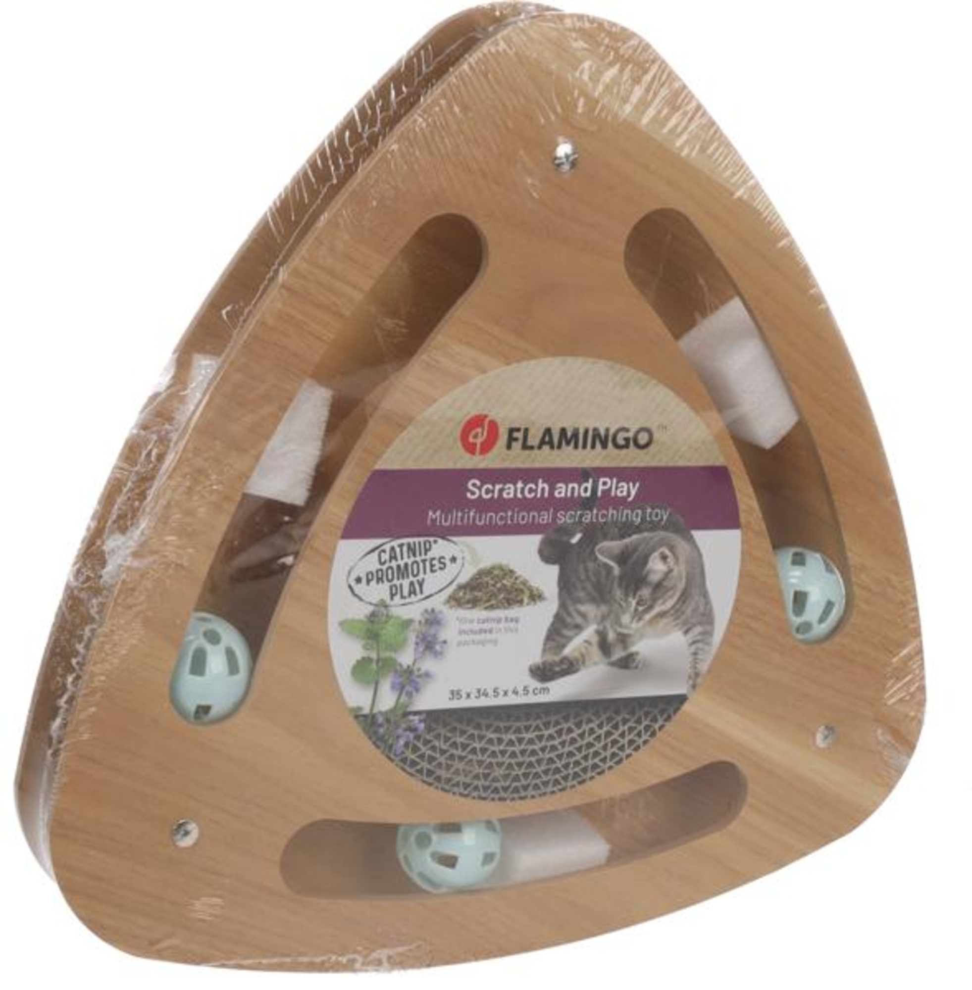 Flamingo Scratching toy Triangle Ball track & Triangle Brown