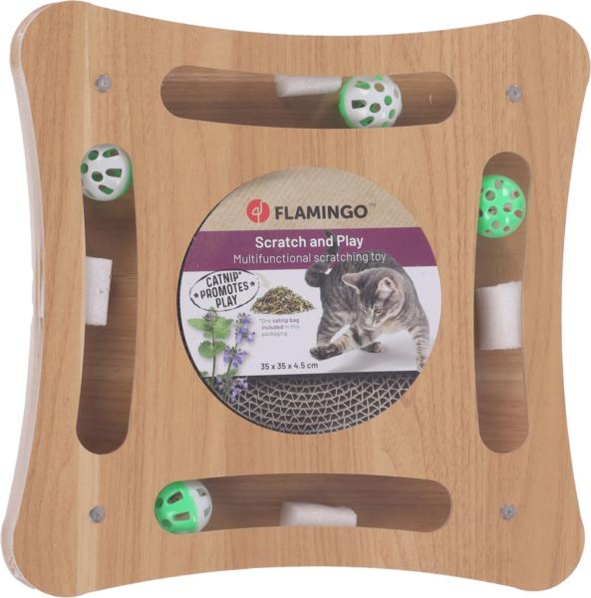 Flamingo Juguete rascador Densi  Cuadrado con bola Marrón