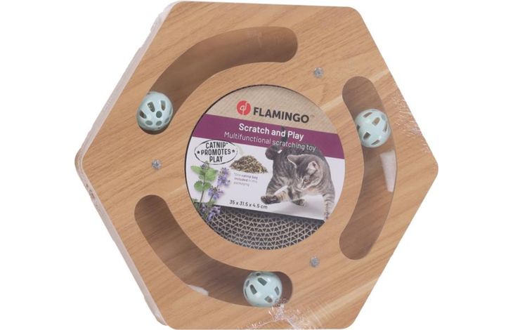 Flamingo Jouet à griffer Densi  Hexagone avec balle Brun