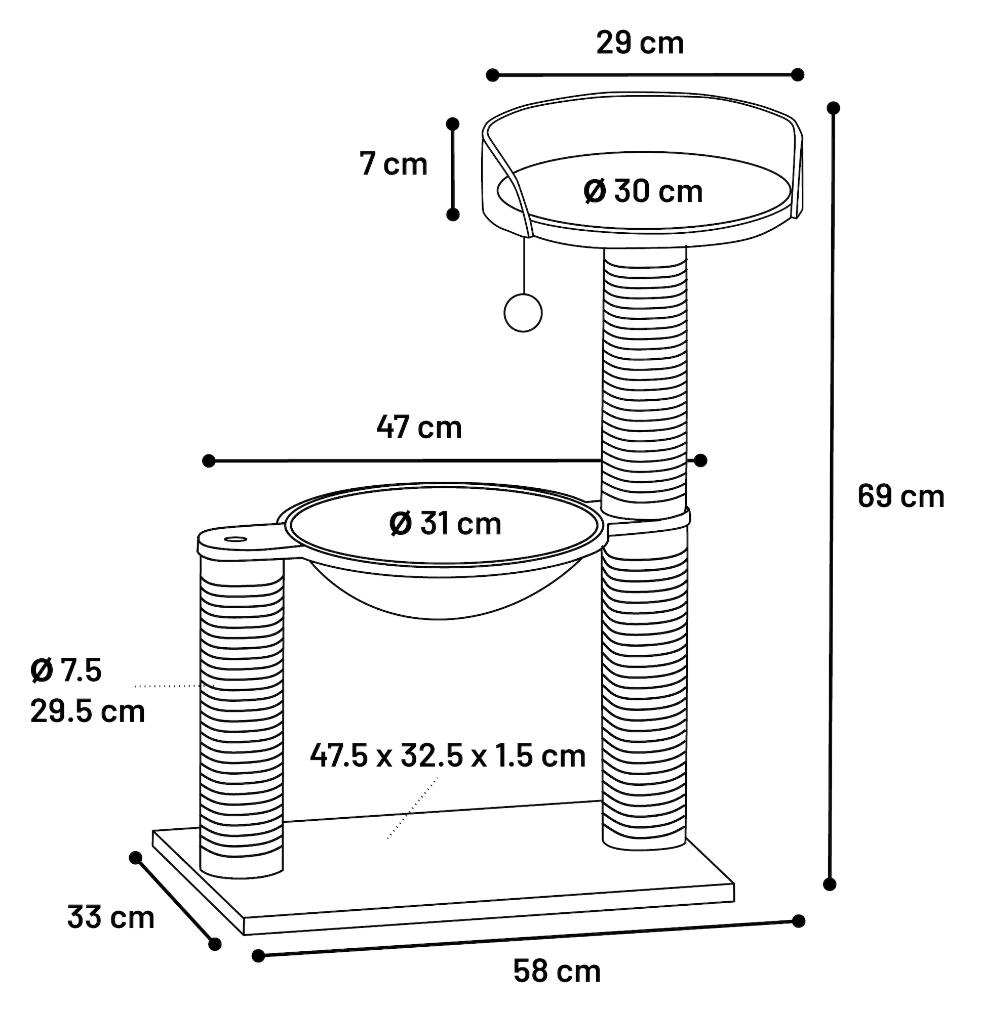 Flamingo Scratching tree  Wilma Grey