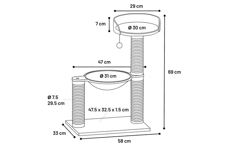 Flamingo Scratching tree  Wilma Grey