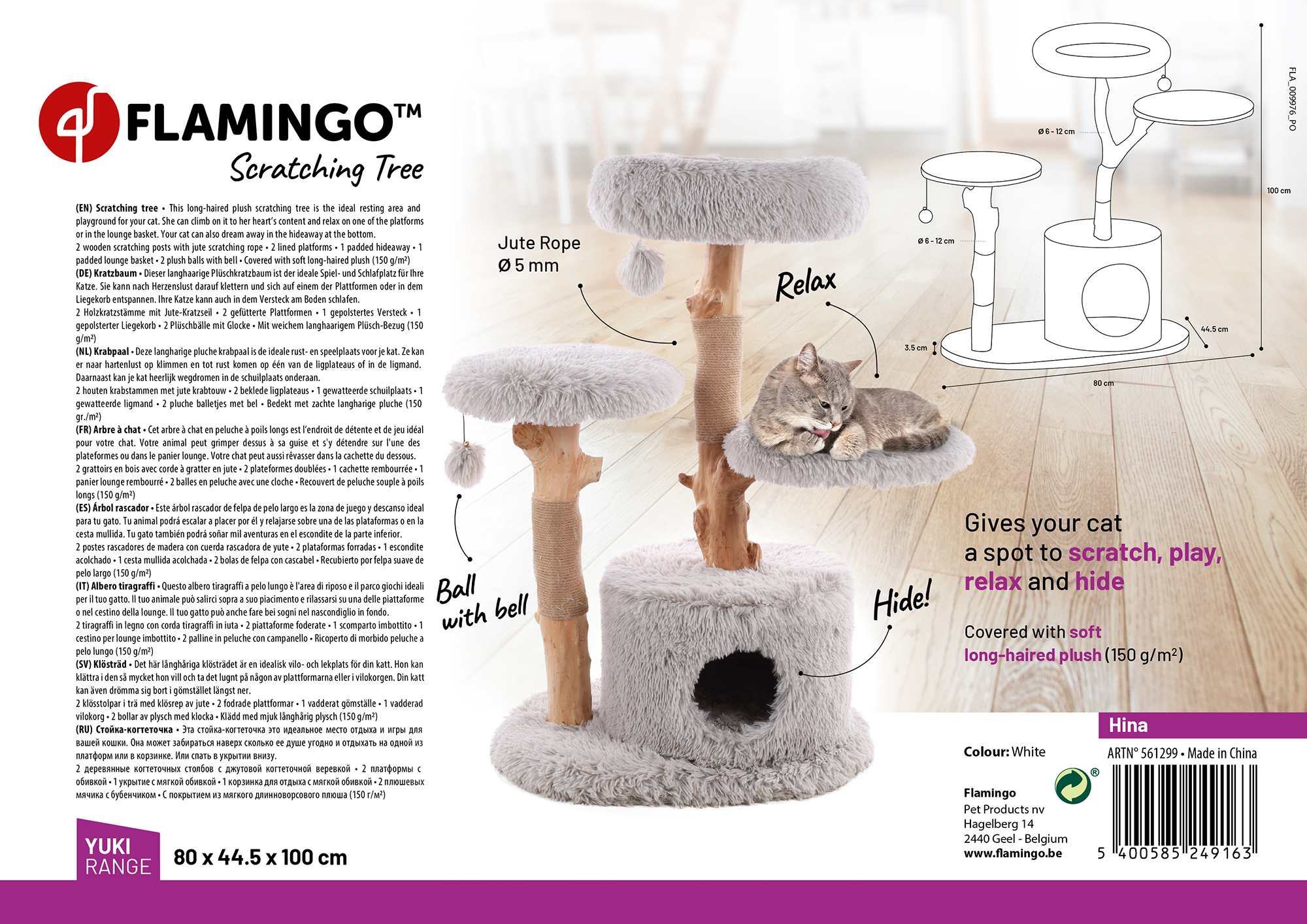 Flamingo Arbre à chat Hina Blanc