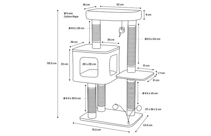 Flamingo Scratching tree  Fati Grey