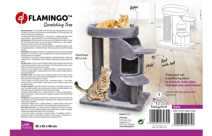 Flamingo Scratching tree  Kano Grey