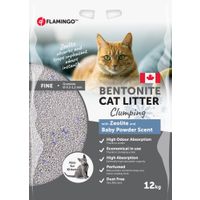 Flamingo Kattenbakvulling Bentoniet met babypoeder & Zeolite Fijne korrels Klonterend