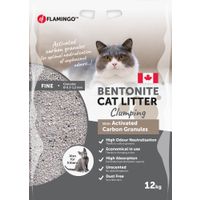 Flamingo Kattenbakvulling Bentoniet met actieve koolgranulaat Fijne korrels Klonterend