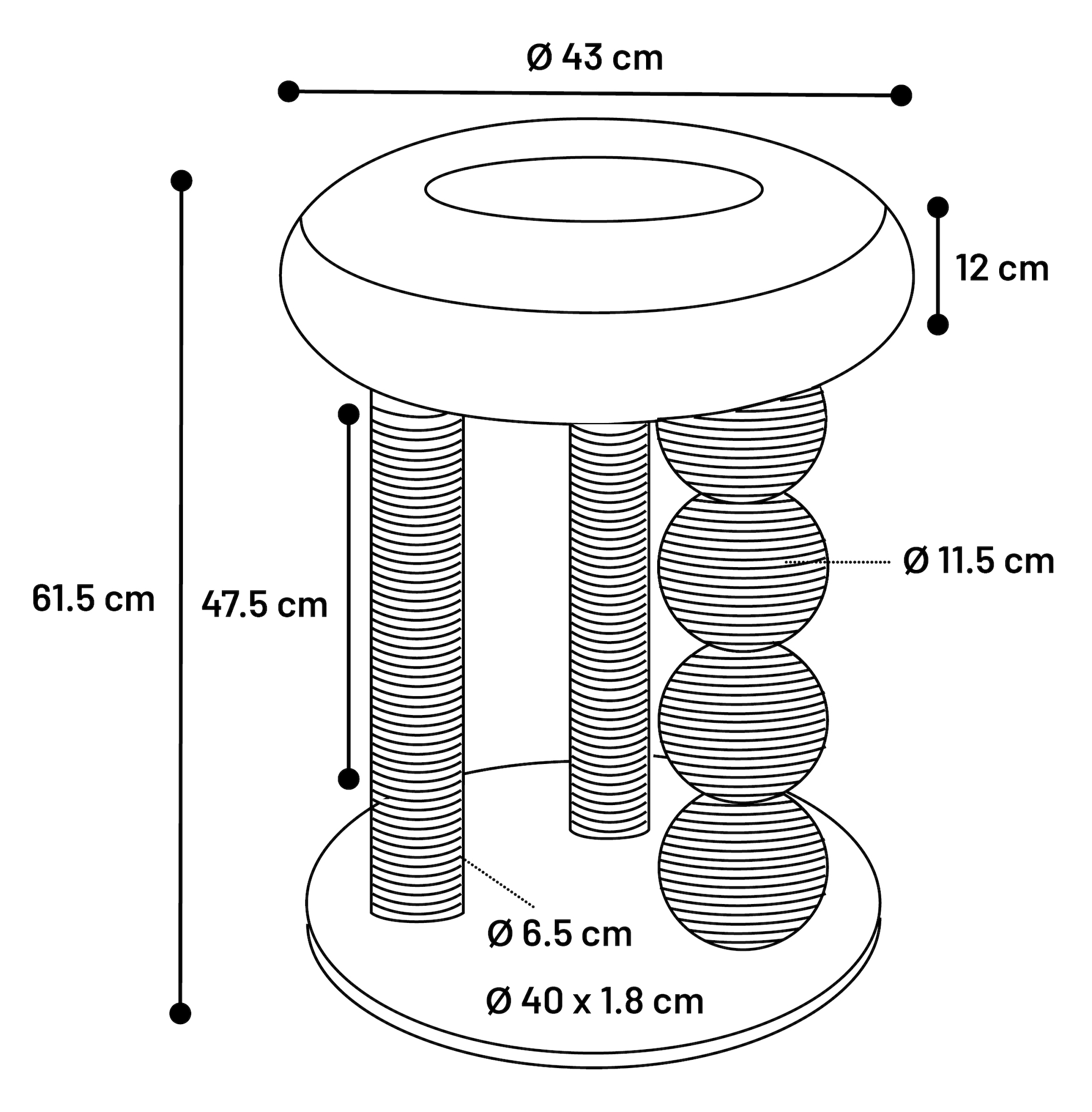 Flamingo Scratching tree  Duchess Grey & White