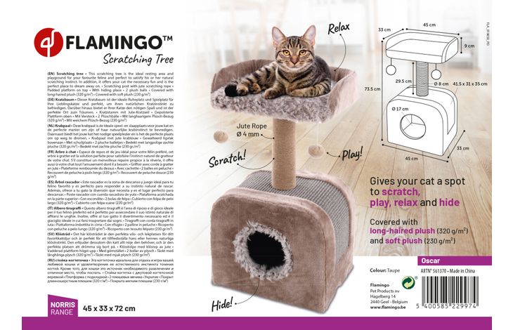 Flamingo Scratching tree  Oscar Taupe