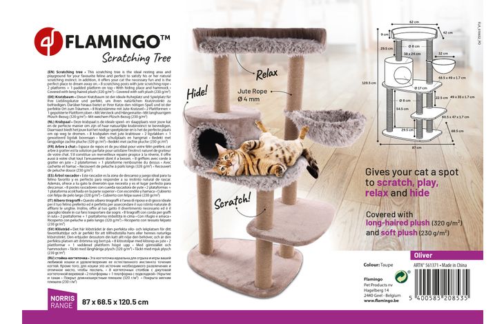 Flamingo Scratching tree  Oliver Taupe