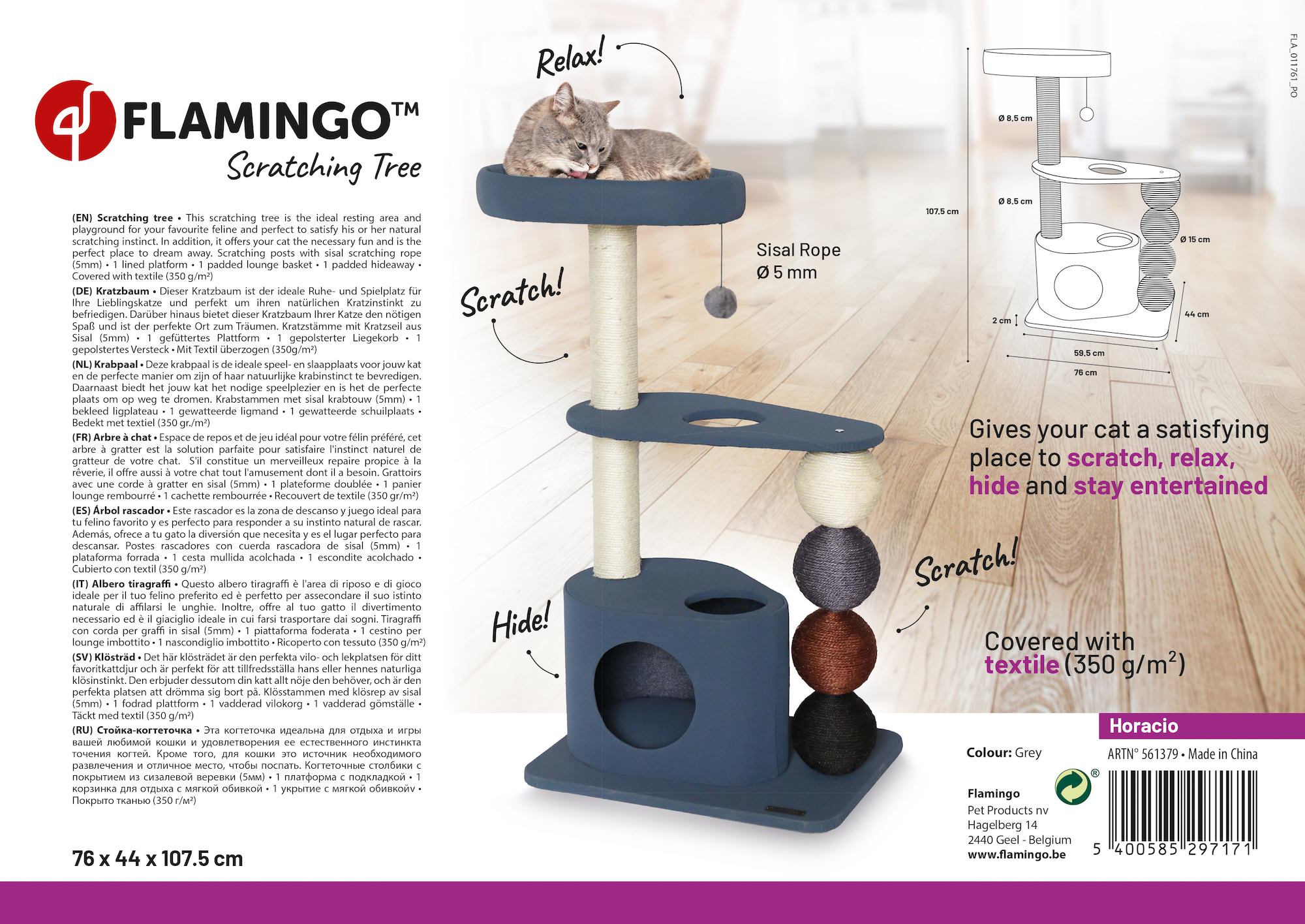 Flamingo Scratching tree  Horacio Blue