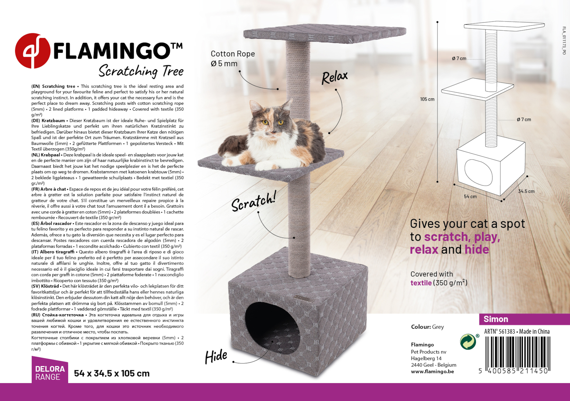 Flamingo Scratching tree  Simon Grey