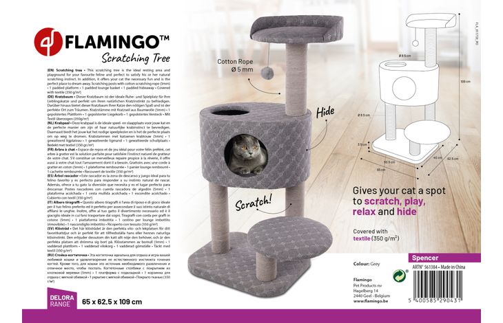 Flamingo Scratching tree  Spencer Grey