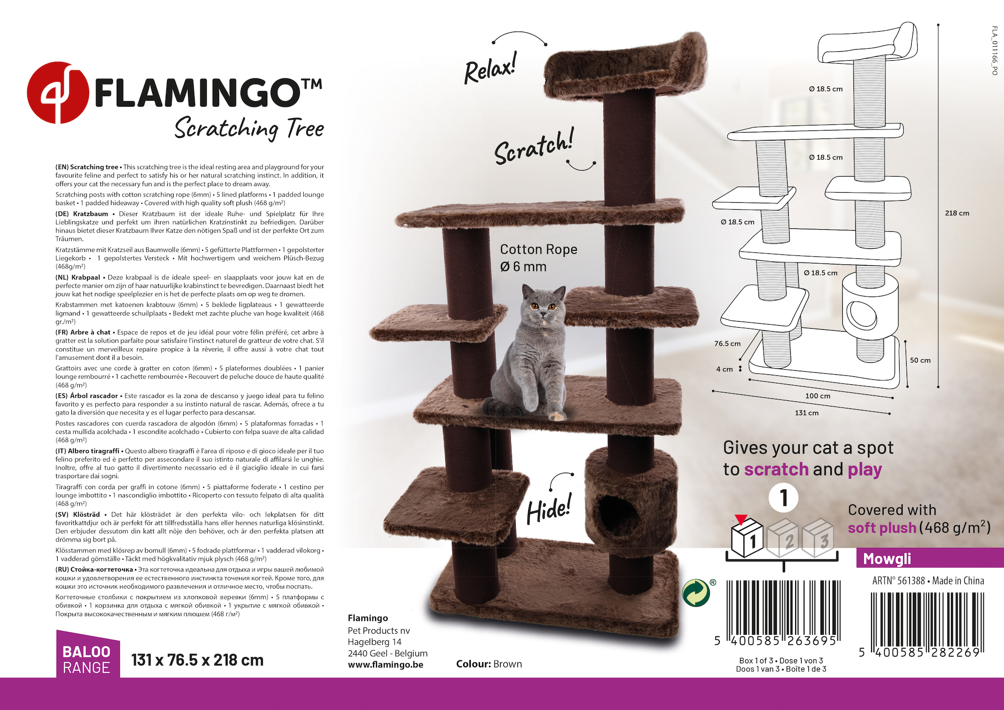 Flamingo Krabpaal Mowgli Bruin