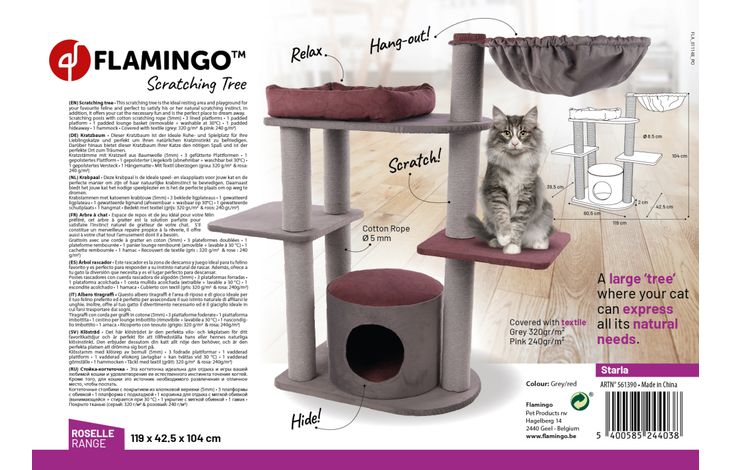 Flamingo Scratching tree  Starla Grey