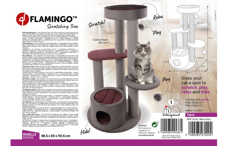 Flamingo Scratching tree  Tarra Grey