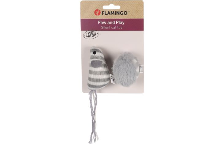 Flamingo Toy Faci Mouse with ball Grey