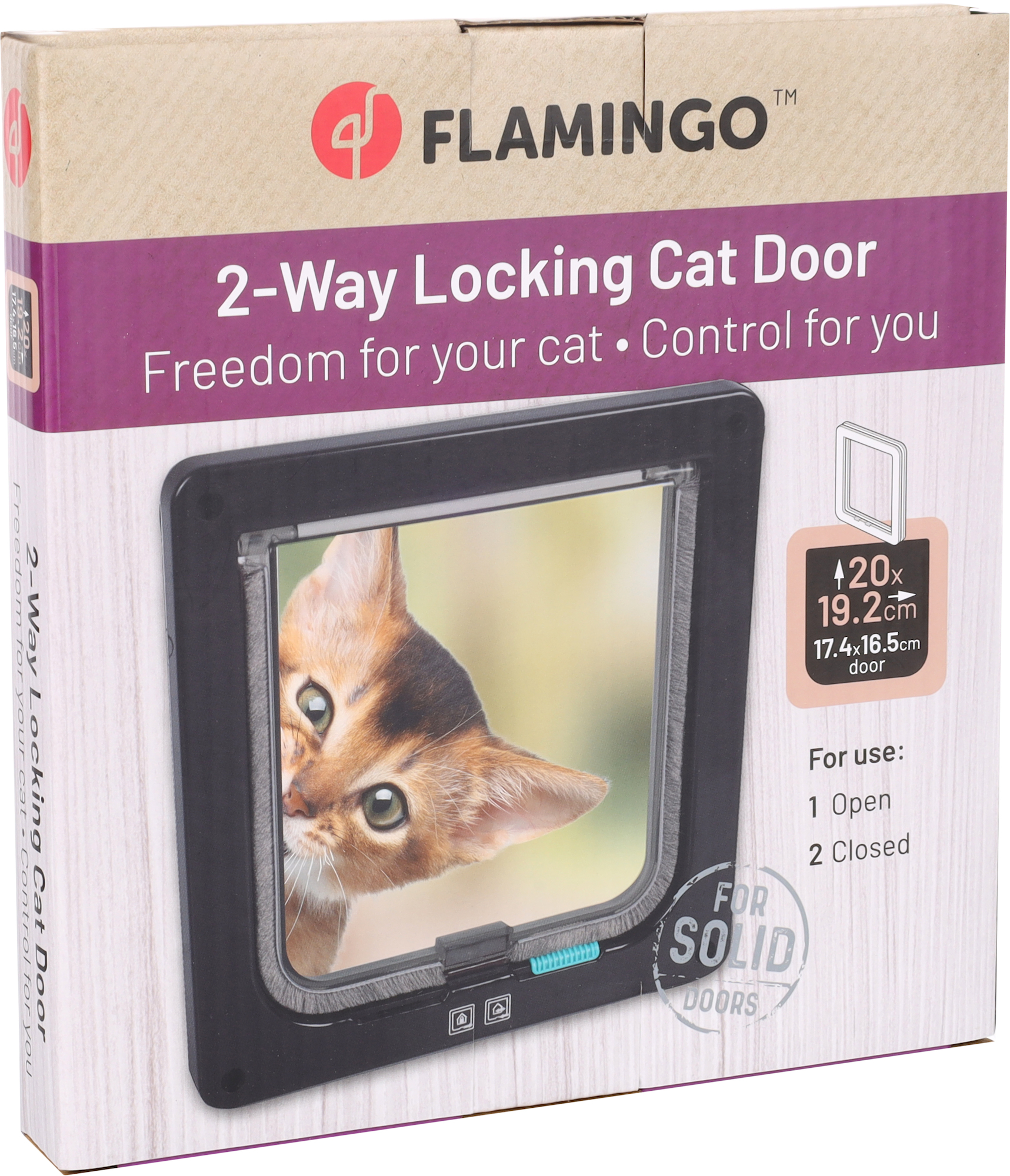 Flamingo Cat door 2 settings Fanni Black