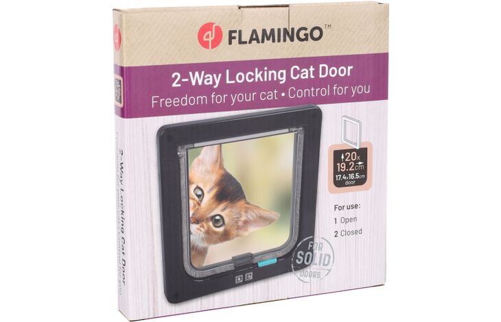 Flamingo Cat door 2 settings Fanni Black