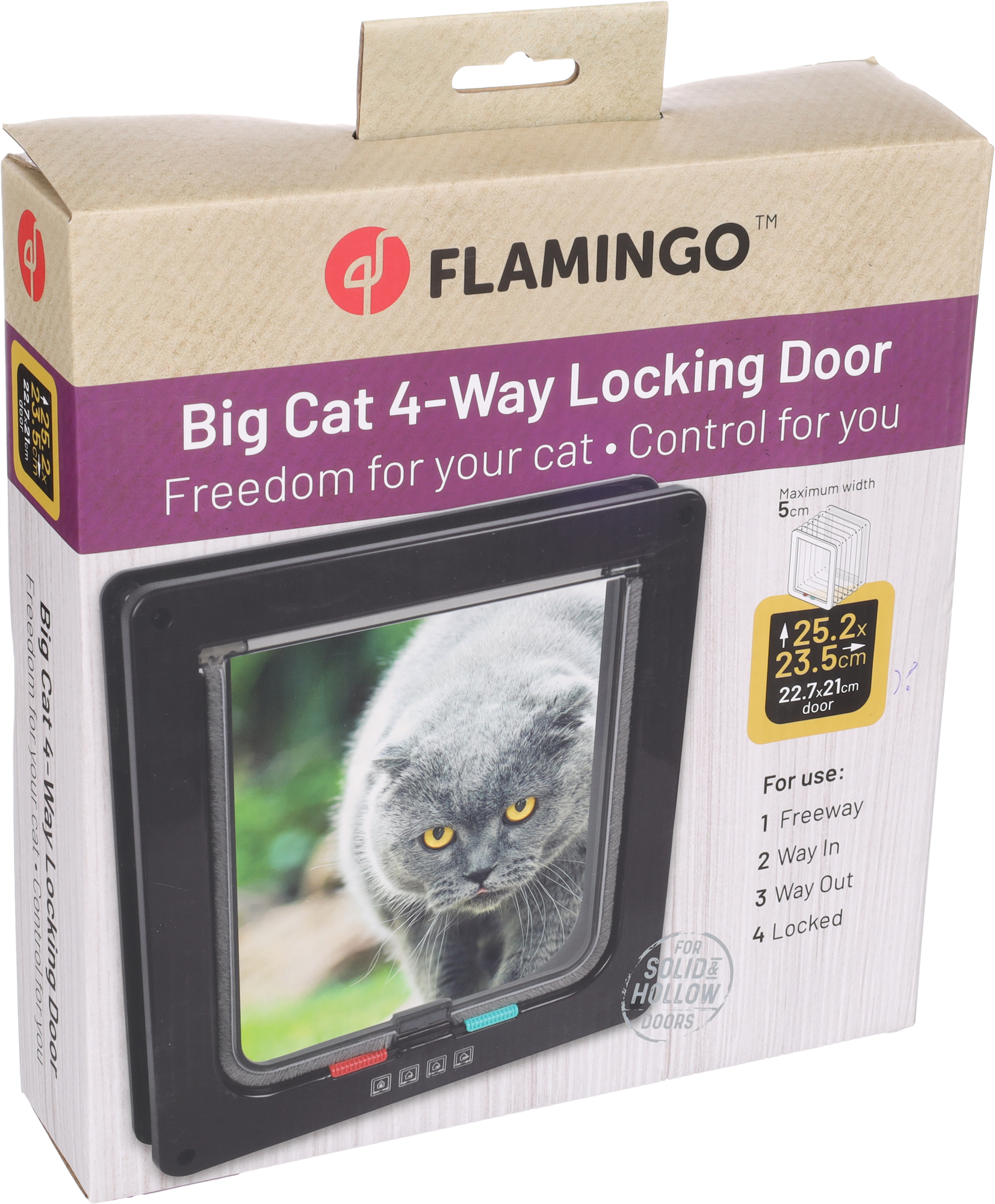 Flamingo Cat door 4 settings Vego Black