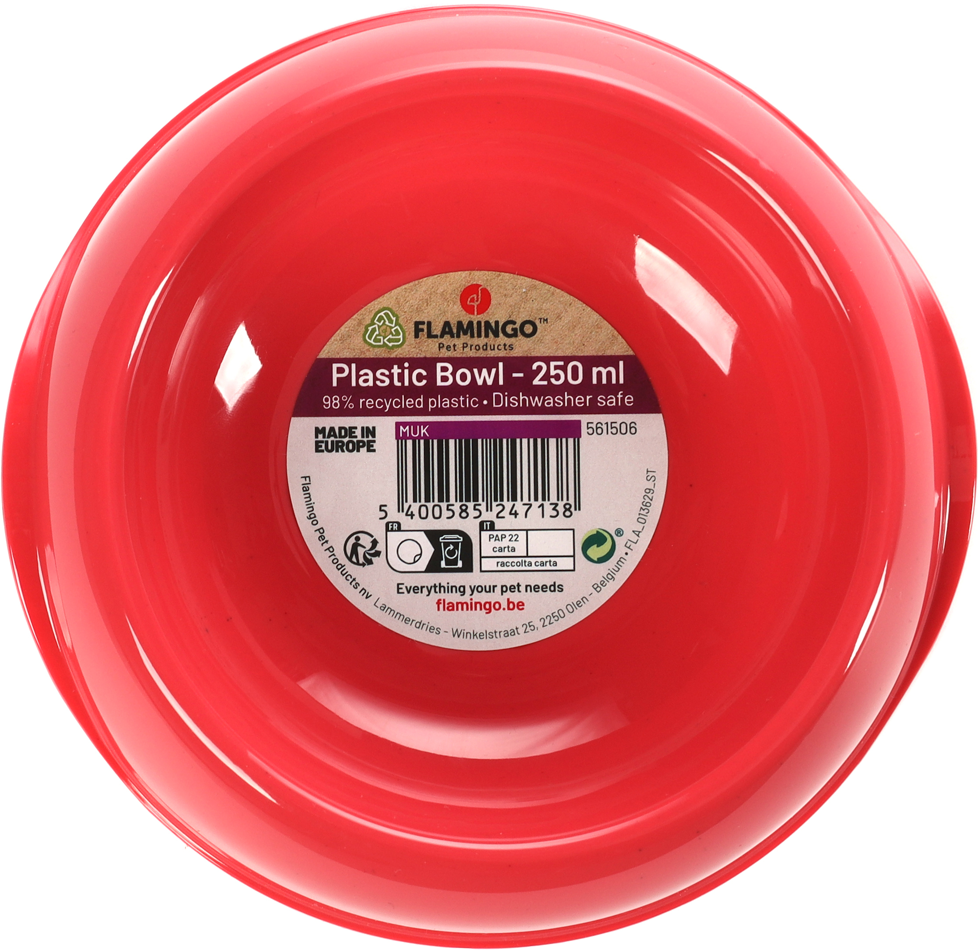 Flamingo Feeding and drinking bowl Muk Round Coral red