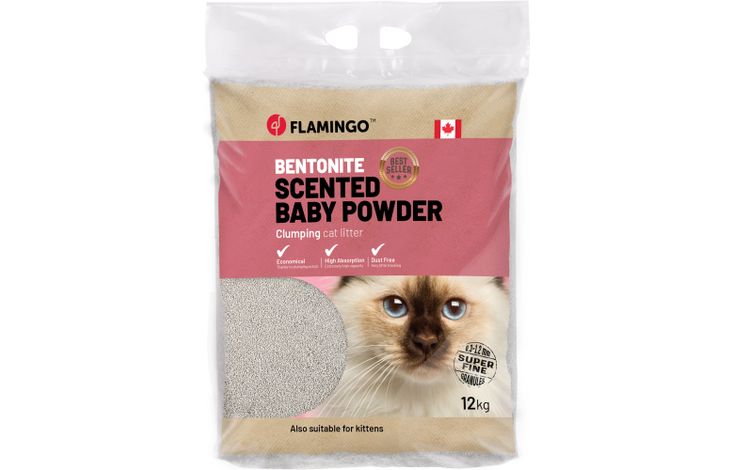 Flamingo Kattenbakvulling Bentoniet met babypoeder Fijne korrels Klonterend