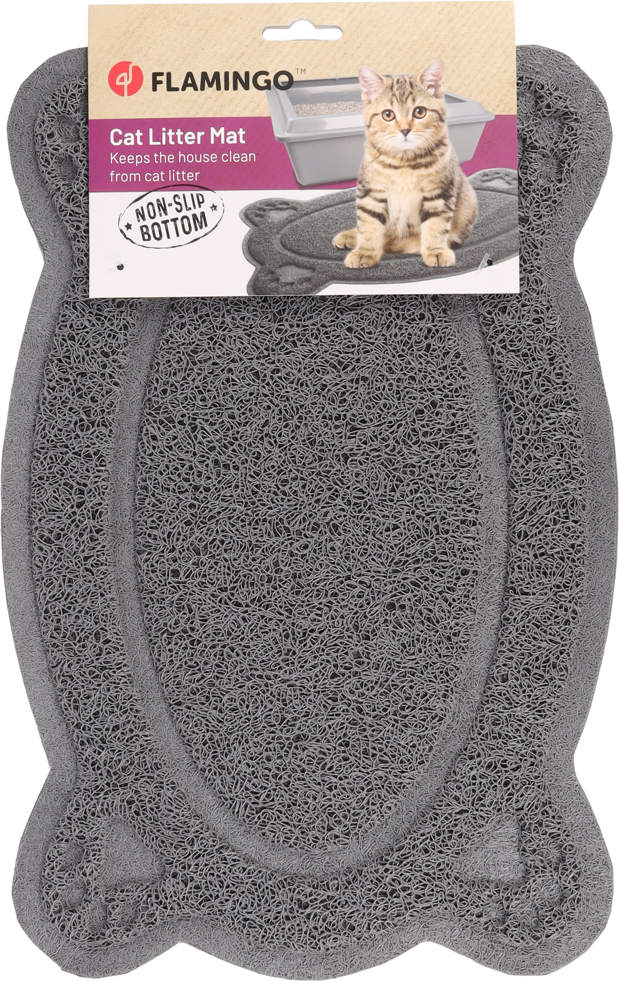 Flamingo Cat litter tray mat Randy Grey
