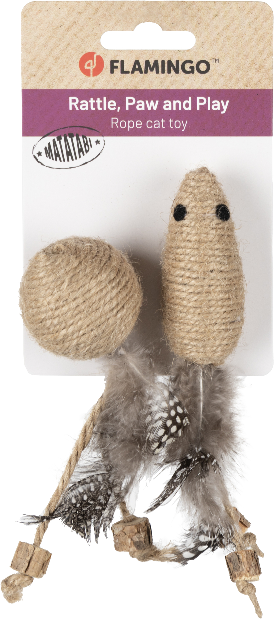 Flamingo Toy Yutsa Ball & Mouse Brown