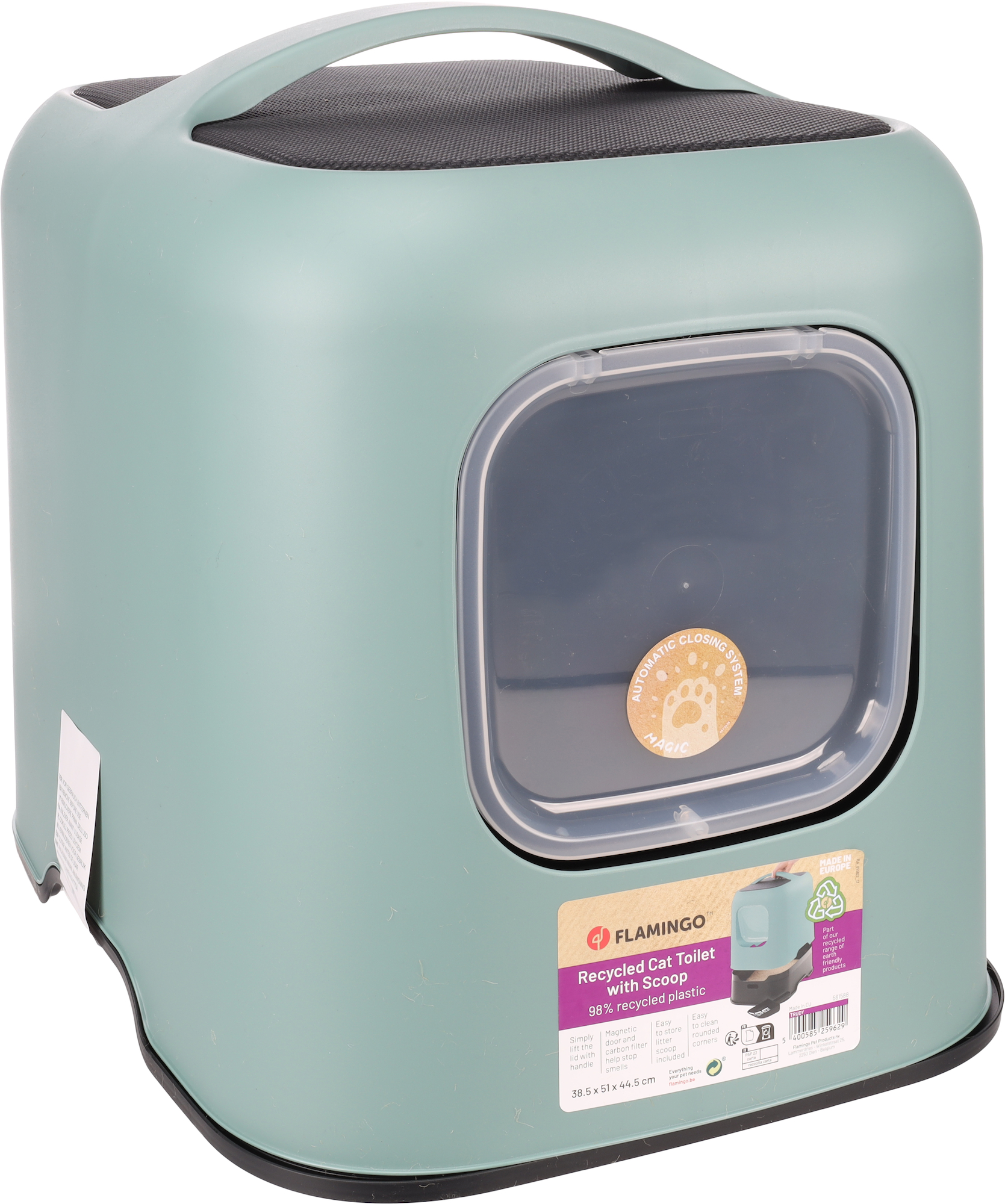 Flamingo Cat toilet Trudy Green