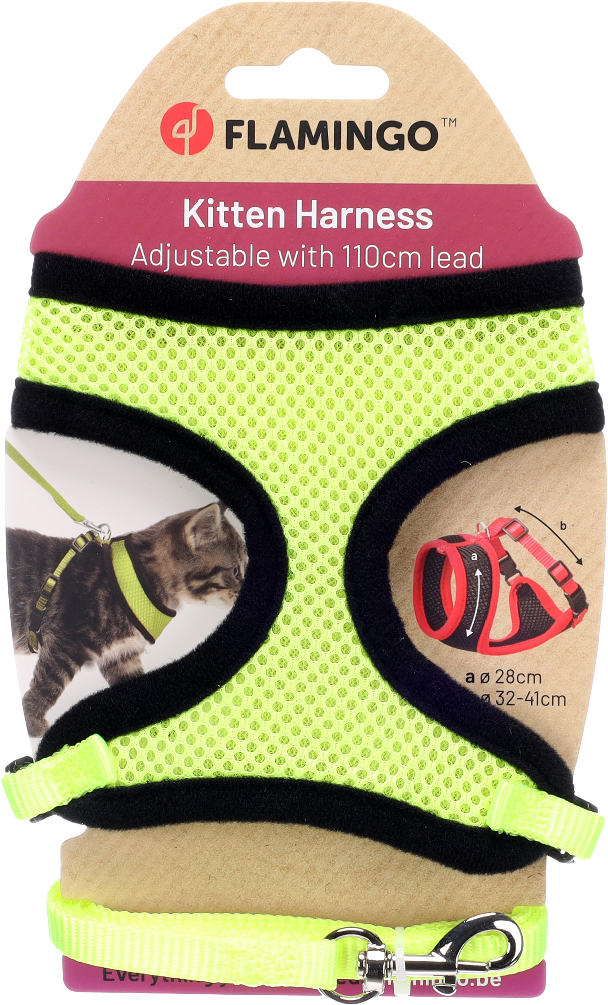 Flamingo Harness with leash Kitten Harms Yellow