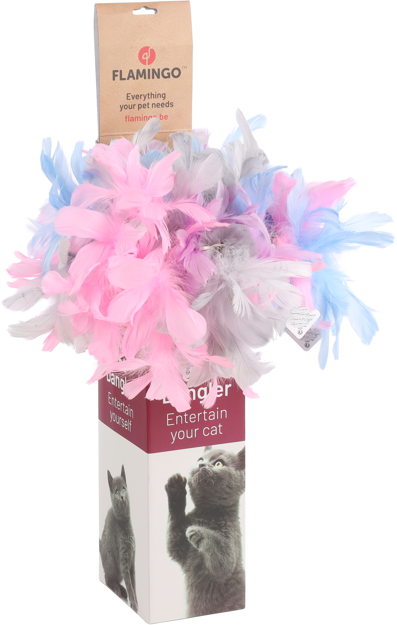 Flamingo Toy Boefie Dangler with ball Multiple colours