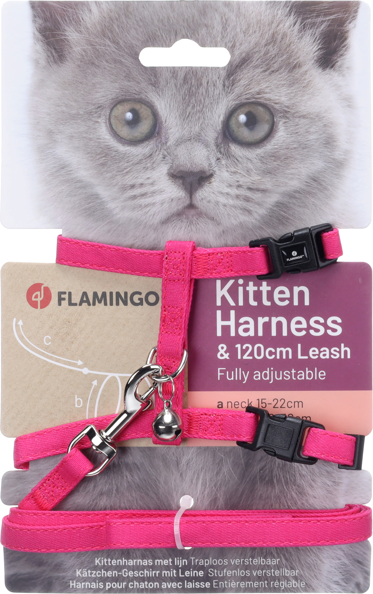 Flamingo Harness with leash Kitten Lomi Fuchsia