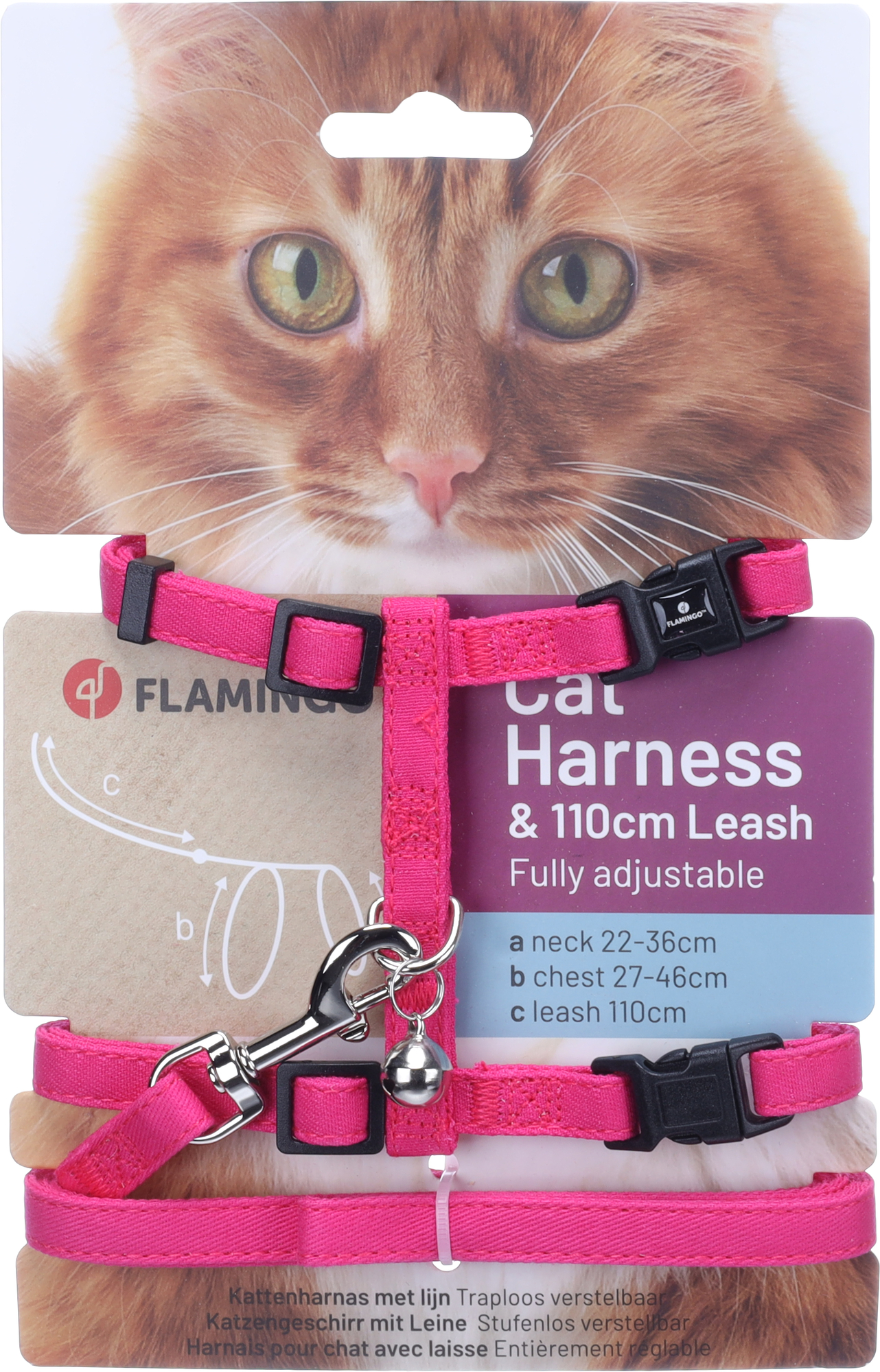 Flamingo Harness with leash Lomi Fuchsia