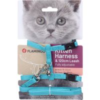 Flamingo Harnas met looplijn voor kittens Lomi Lichtblauw