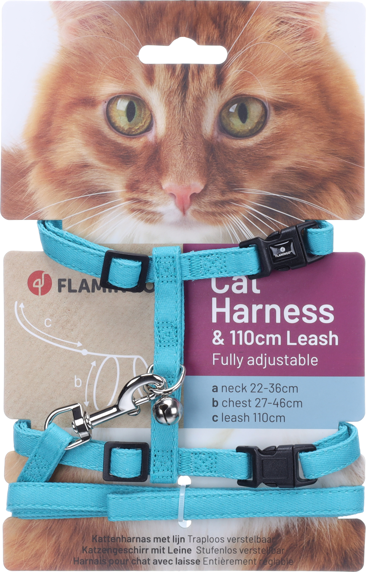 Flamingo Harness with leash Lomi Light blue