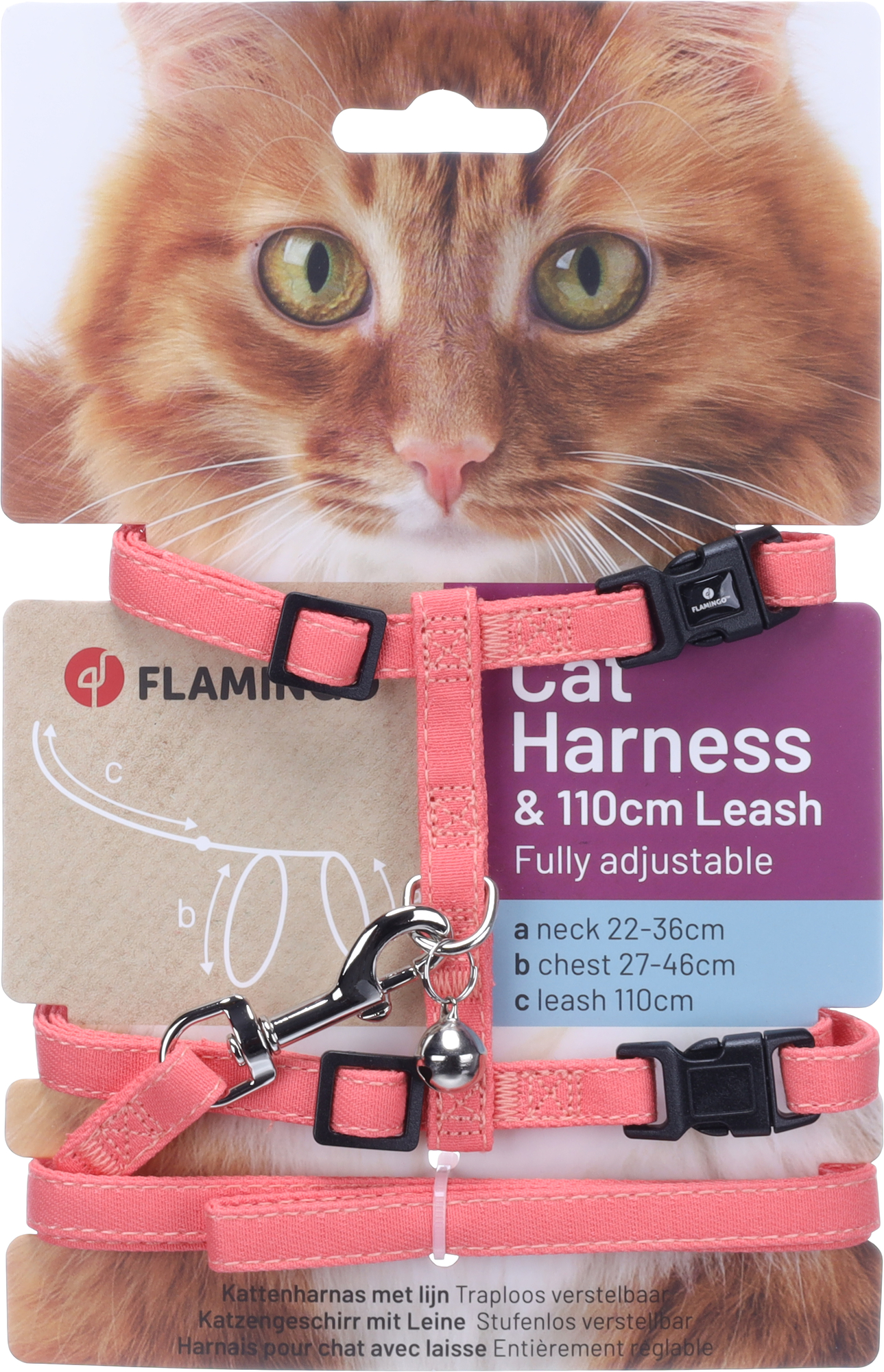 Flamingo Pettorina con guinzaglio Lomi Rosa salmone