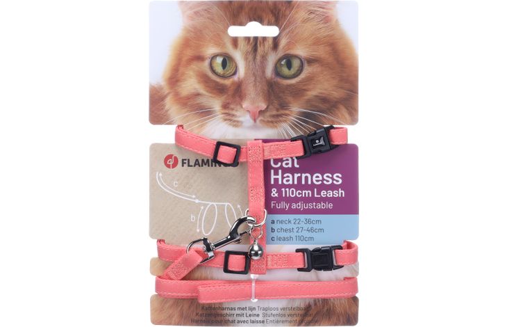 Flamingo Harness with leash Lomi Salmon pink