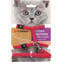 Flamingo Harnas met looplijn voor kittens Elza Koraalrood